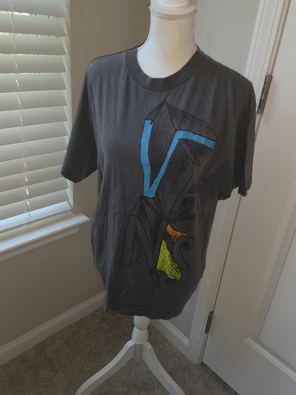 Vans Men's Charcoal Short-Sleeve T-Shirt with Blue, Yellow & Orange Graphic